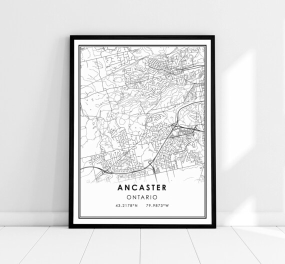 Ancaster Ontario Canada Minimalist Street Map Line Art Poster