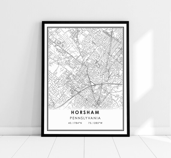 Horsham Pennsylvania City Map Poster Minimalist Street Plan Artwork