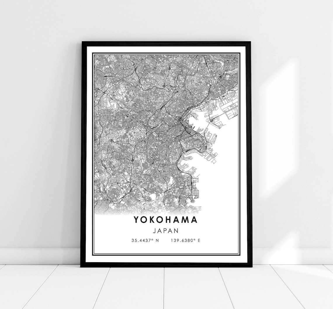 Yokohama Map Poster Print, Japan City Travel
