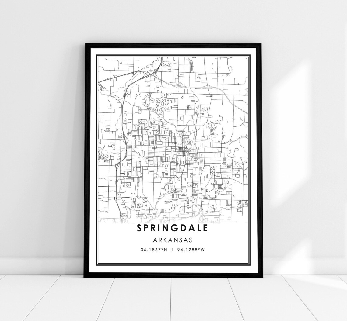 Springdale Arkansas Custom Street Map Coordinates Art Poster