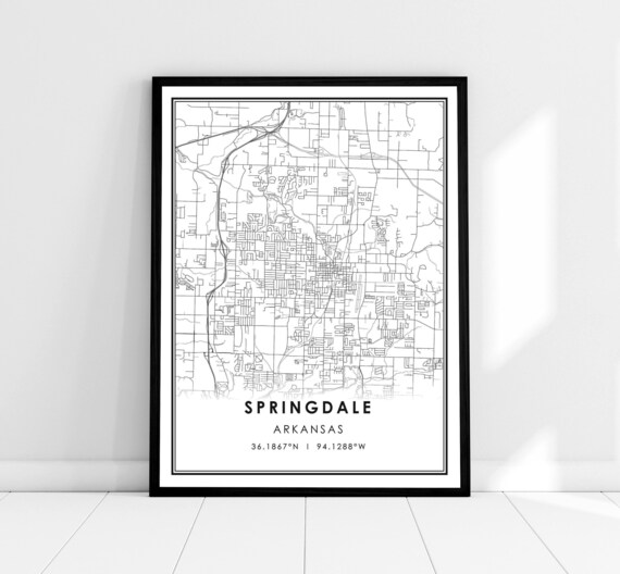Springdale Arkansas Custom Street Map Coordinates Art Poster