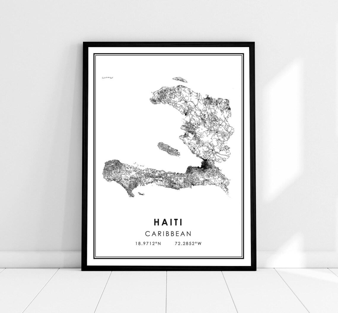 Haiti Map Travel Poster, Place-Focused Wall Art