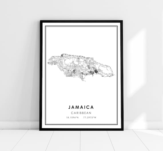 Jamaica Country Map Print, Travel Poster