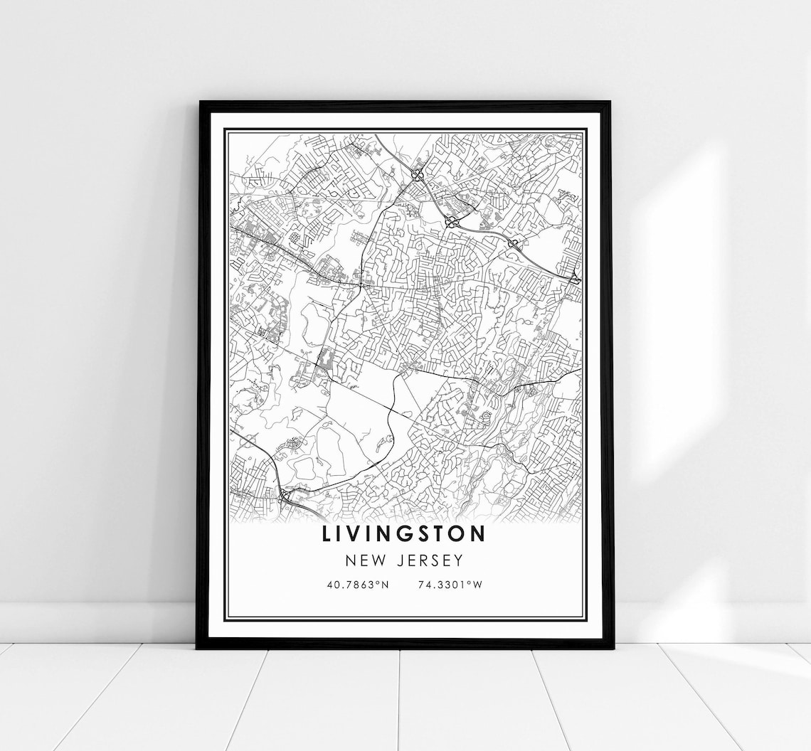 Livingston New Jersey Map Print, City Poster