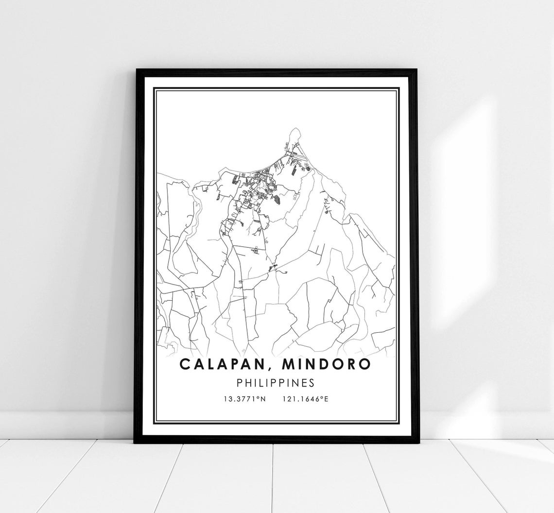 Calapan Mindoro Philippines Minimalist Line Art Map Wall Print