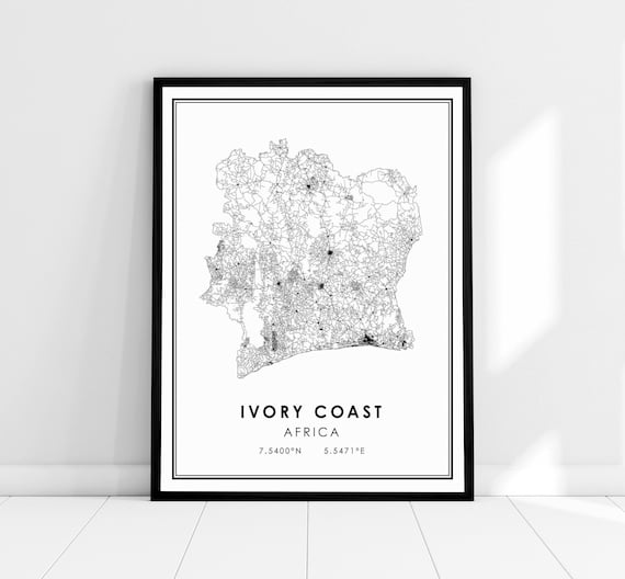 Ivory Coast Africa Map Travel Poster