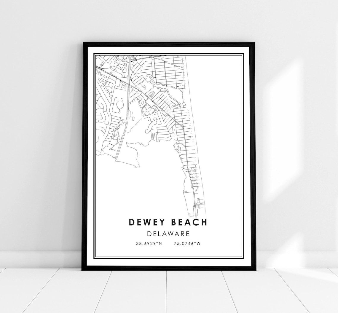 Dewey Beach Map Poster, Delaware Travel Poster