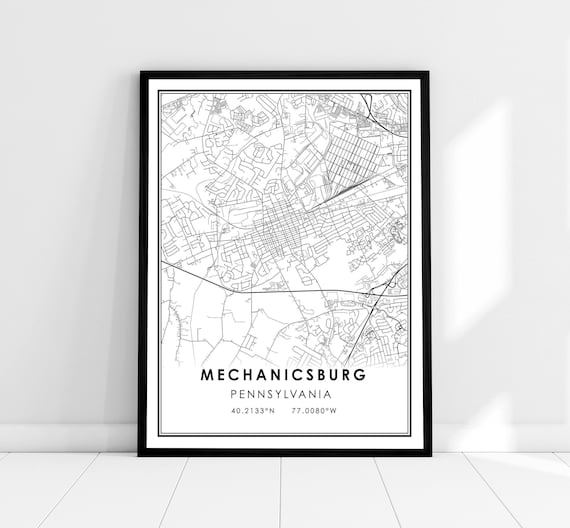 Mechanicsburg Pennsylvania Modern Minimalist City Street Map Print