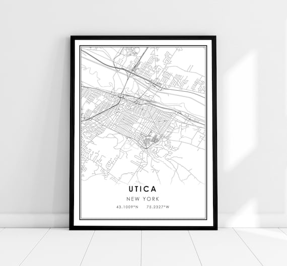 Utica Map Art Print, New York Travel Poster