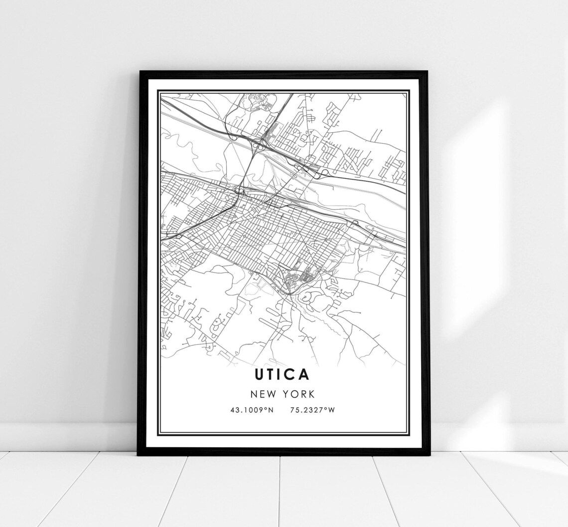 Utica Map Art Print, New York Travel Poster
