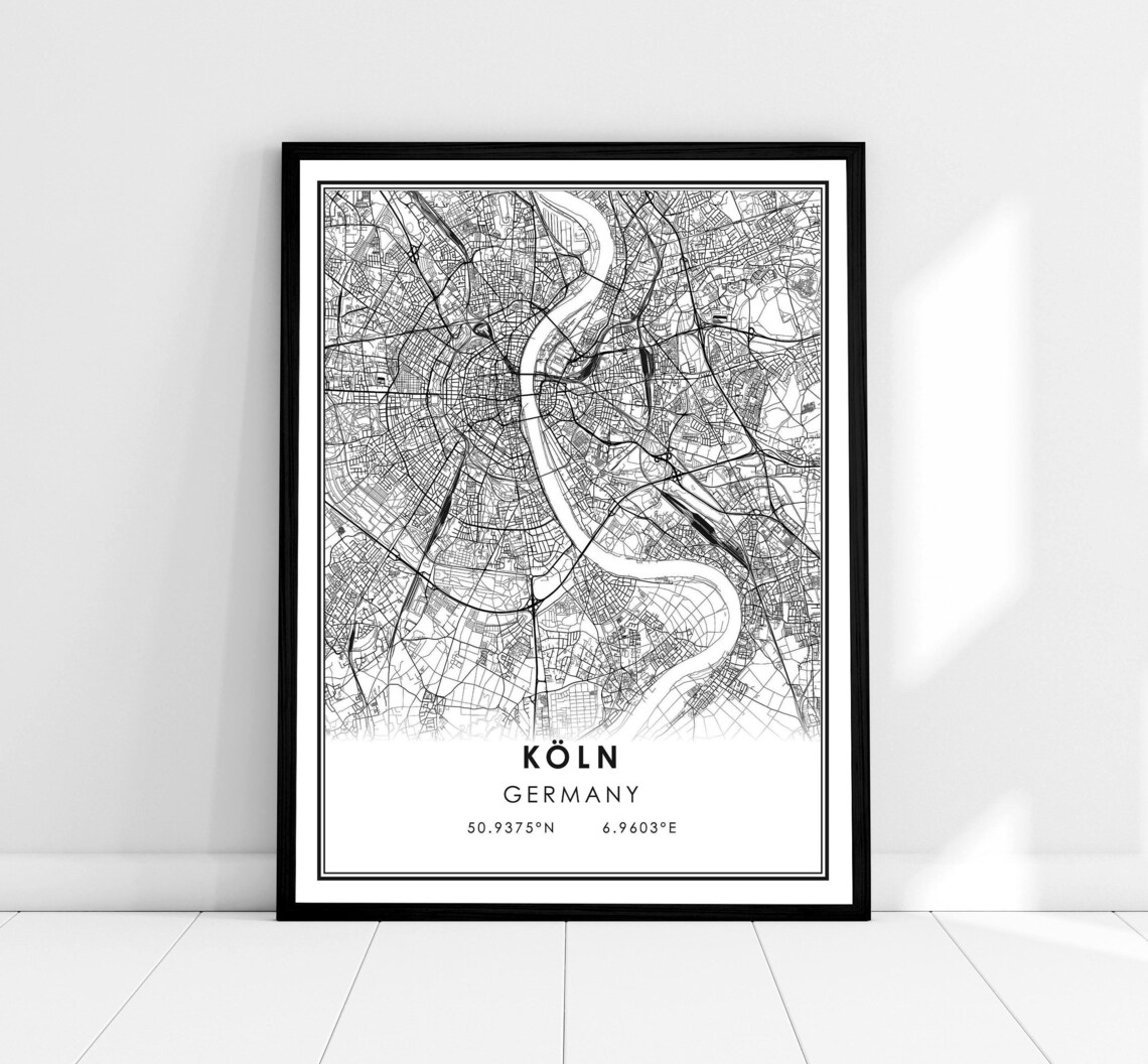 Cologne Map Print, Germany City Travel Poster