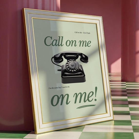 Call On Me Lyric Print Eric Prydz Ibiza Classics Wall Art House Music Disco Decor Retro Colourful Prints Physical