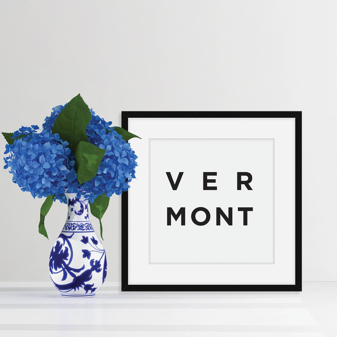 Vermont Minimalist Black White State Decor Digital Print Download - Image 3