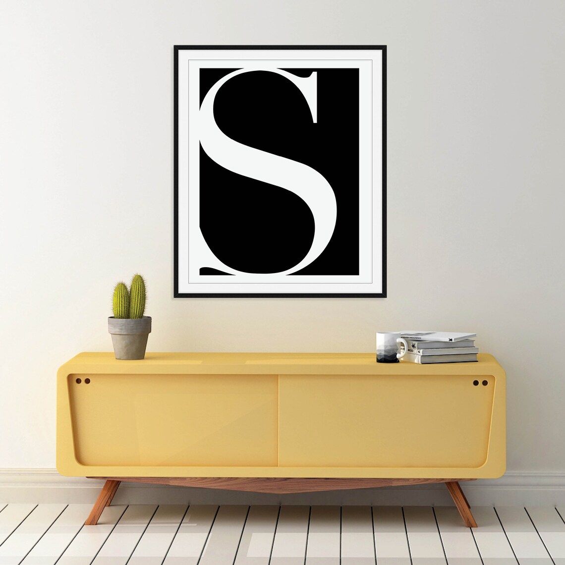 Letter S Boho Monogram Minimalist Initial Digital Print Download Art - Image 3