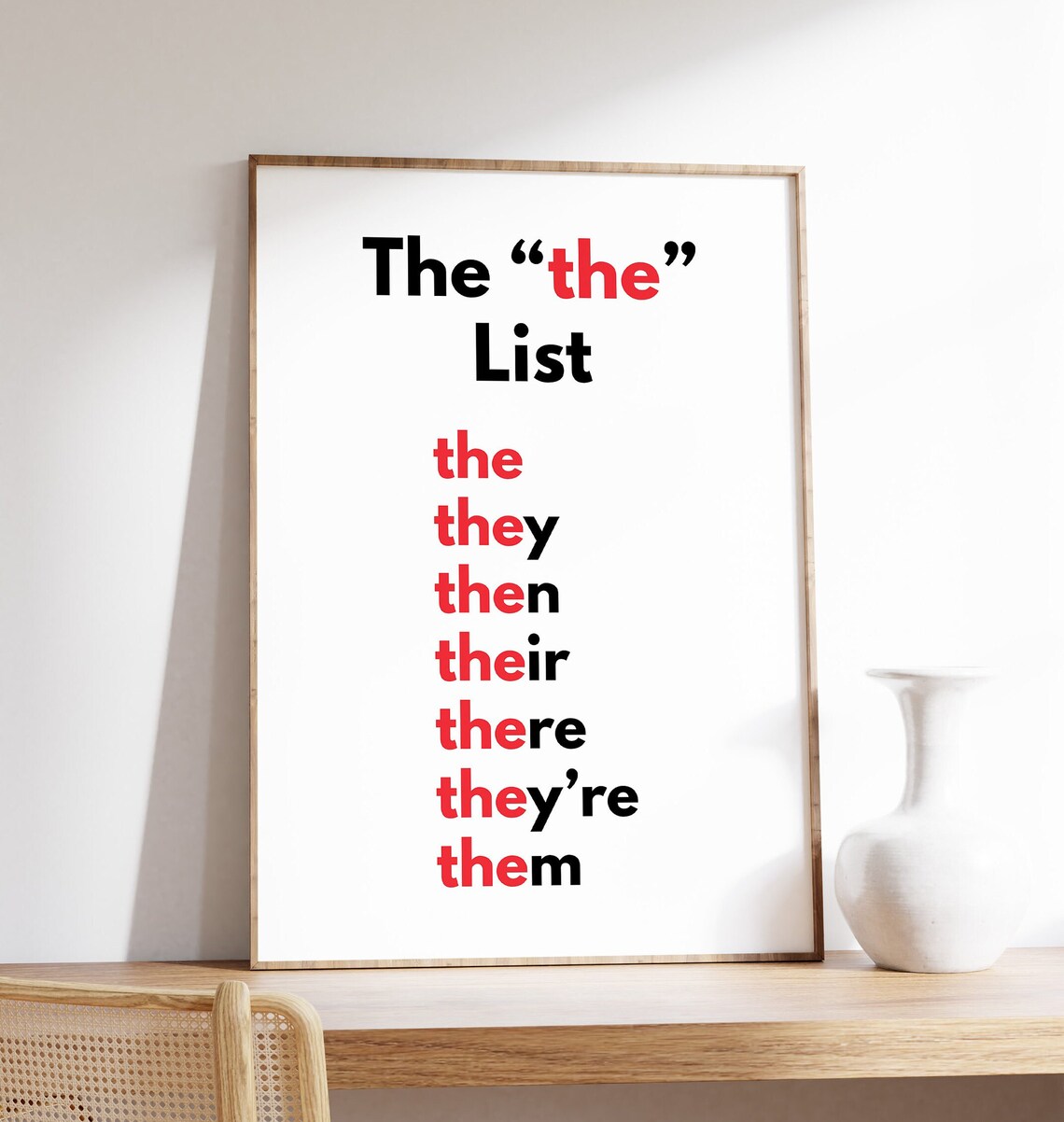 The 'the' List Funny Grammar Words Educational Classroom Poster