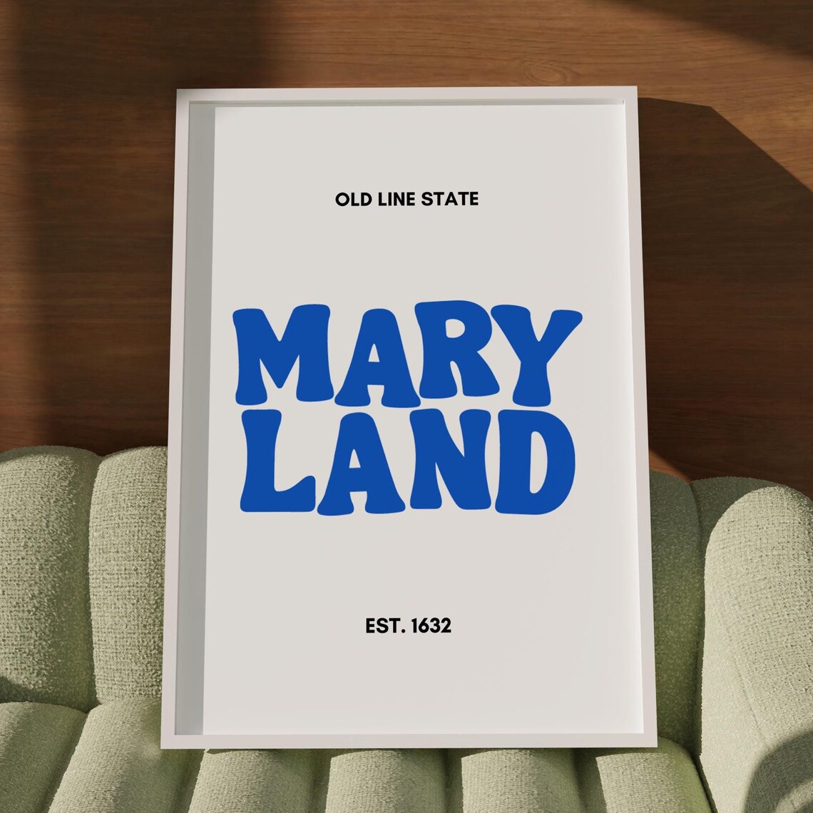 Maryland Old Line State Est 1632 Bold Blue Typography Wall Poster
