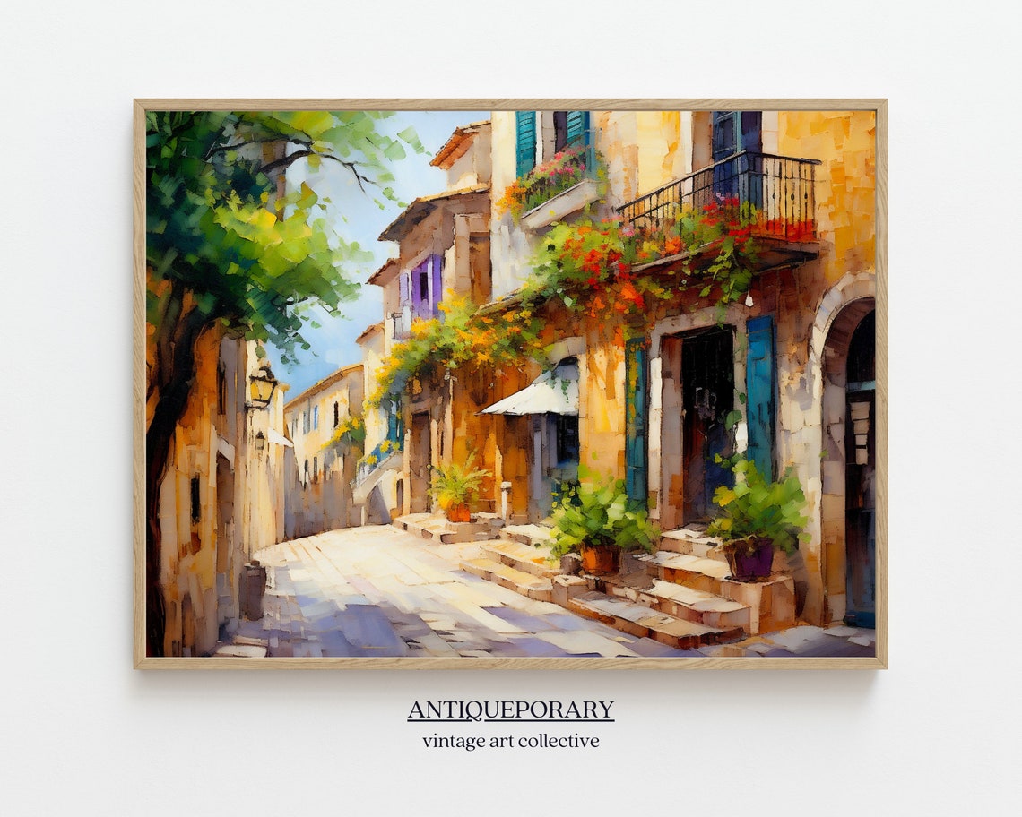 French Cityscape Art Print Vintage Architecture Oil Painting Urban Wall Decor Vintage European Cityscape Painting Wall Art