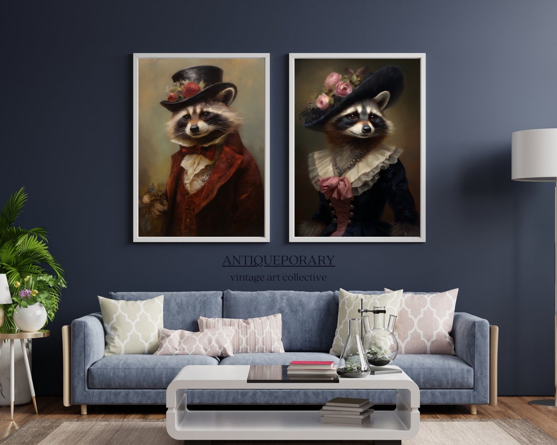 Victorian Animals Portrait Royal Lady Raccoon Vintage Print Renaissance Animal Dark Moody Animal Poster Altered Art Animal Lover Gift - Image 5