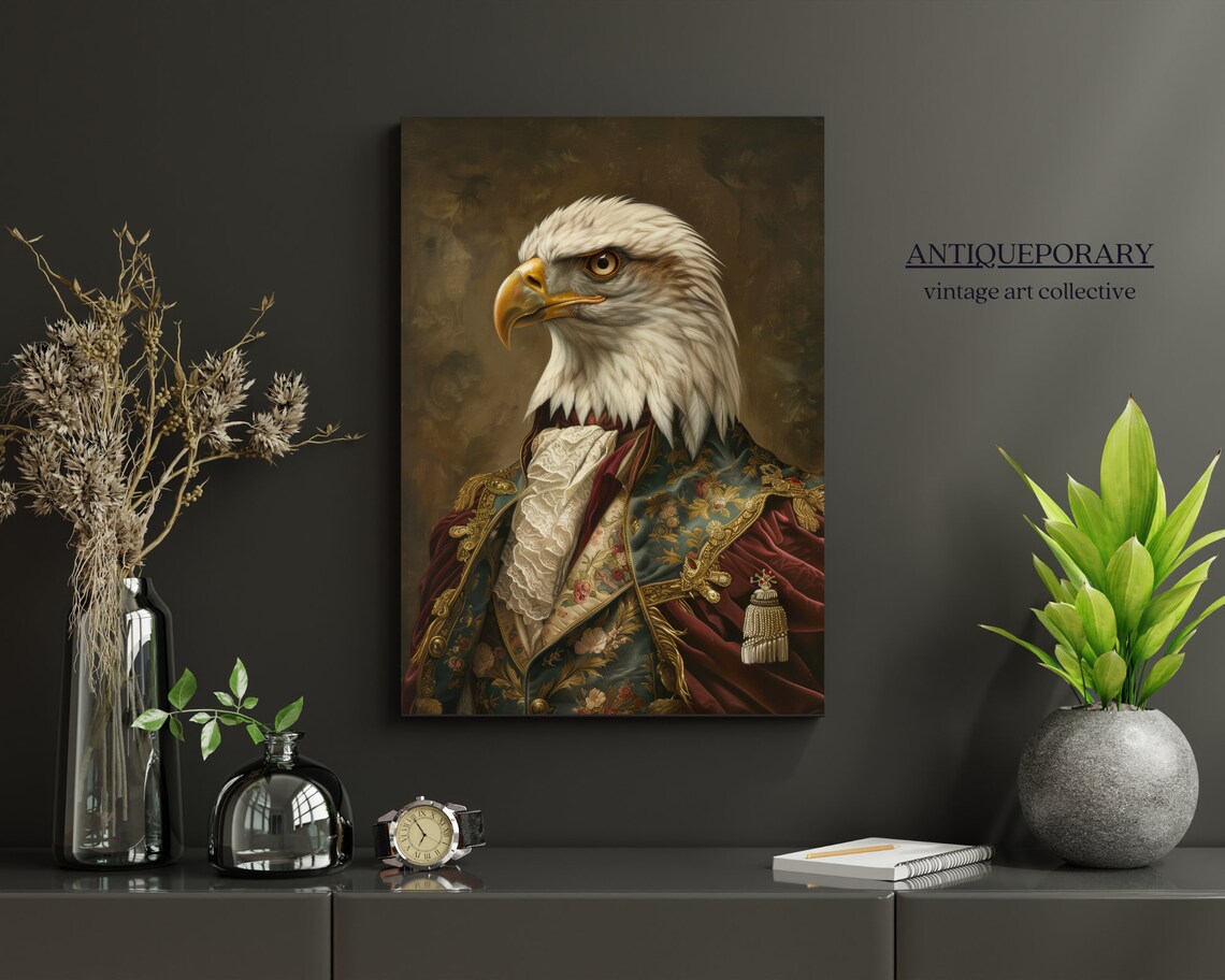 Vintage Bald Eagle Ornate Military Coat Regal Bird Portrait Poster - Image 5