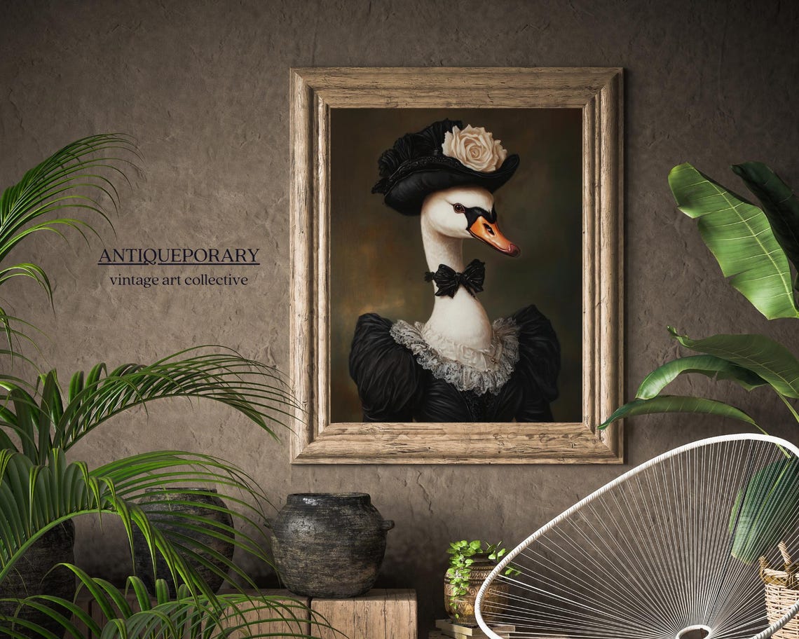 Royal Lady Swan Black Victorian Mourning Dress Portrait Poster - Image 4