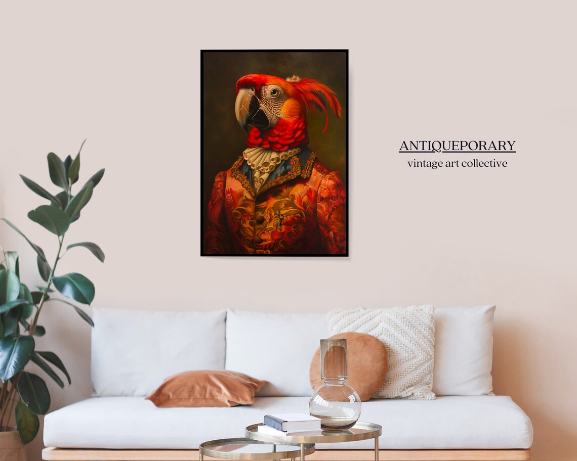 Scarlet Macaw Royal Portrait Red Brocade Coat Victorian Bird Poster - Image 5