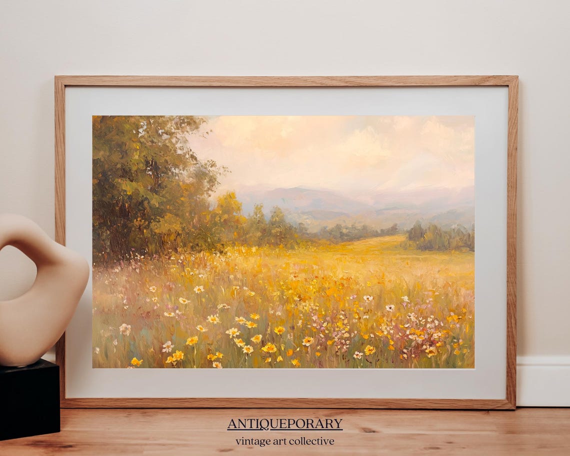 Wildflower Field Landscape Oil Painting Vintage Landscape Art Print Autumn Country Field Wall Art Nature Art - Image 5