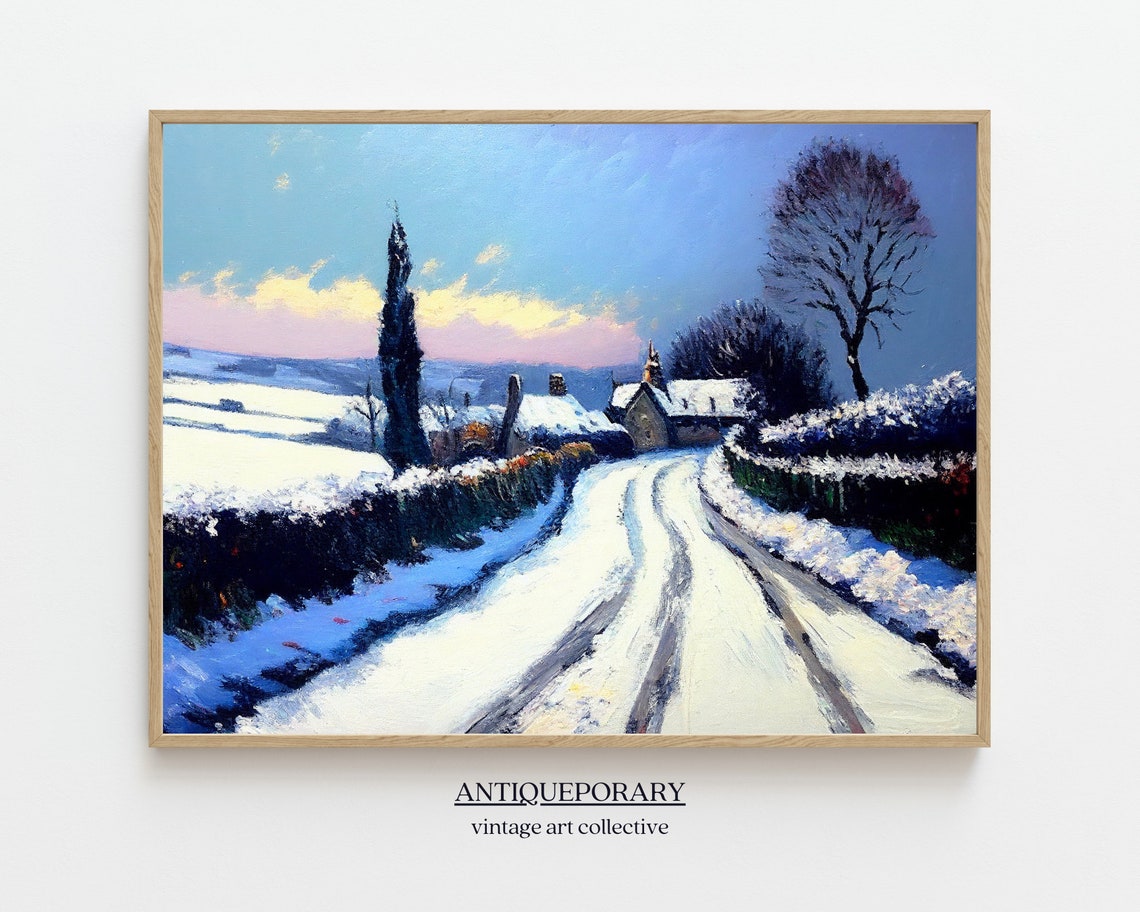 Vintage Landscape Painting Country Field Wall Art Country Landscape Painting Print Country Landscape Painting Antique Landscape Art Print