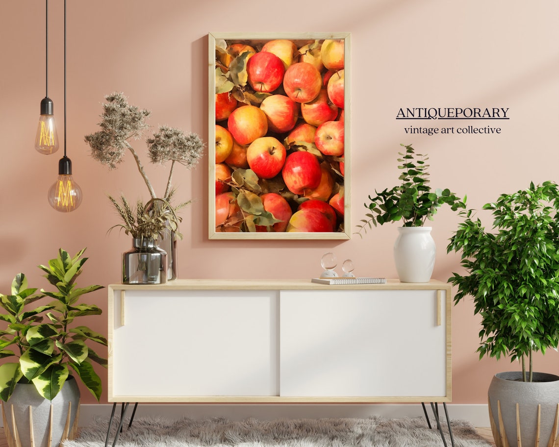 Apples Still Life Oil Painting Vintage French Still Life Neutral Fruit Oil Painting Country Kitchen Art Rustic Farmhouse Wall Art - Image 7