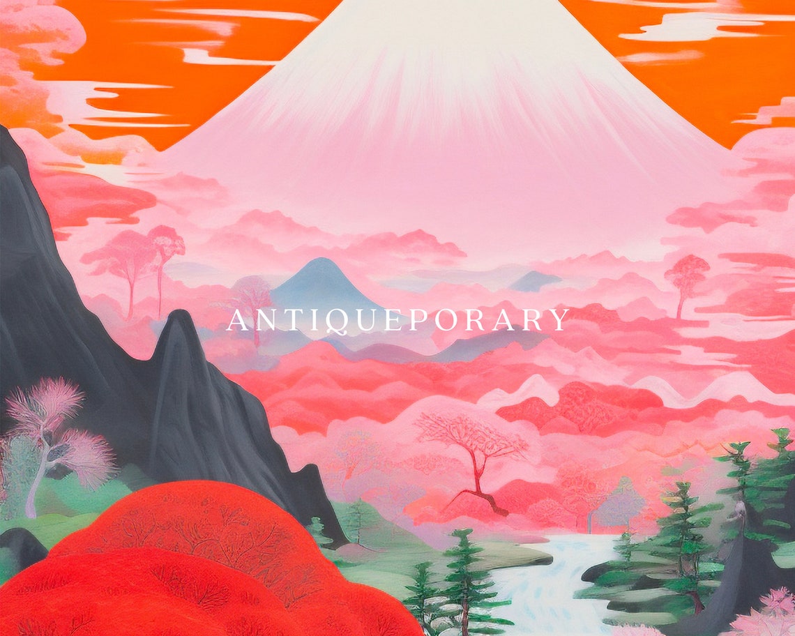 Japanese Landscape Painting Japanese Wall Art Colorful Landscape Poster Japanese Art Asian Wall Art Living Room Decor - Image 3