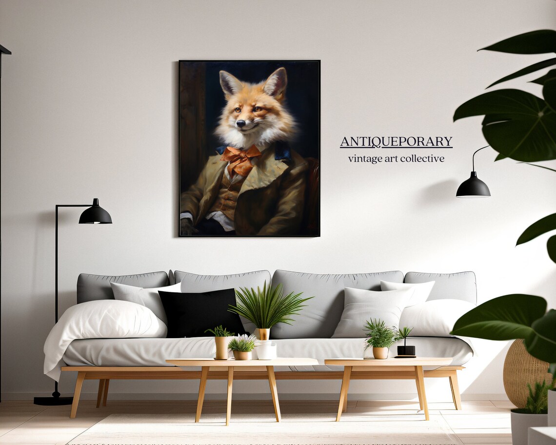 Royal Red Fox Gentleman Portrait Orange Bow Tie Vintage Poster - Image 5