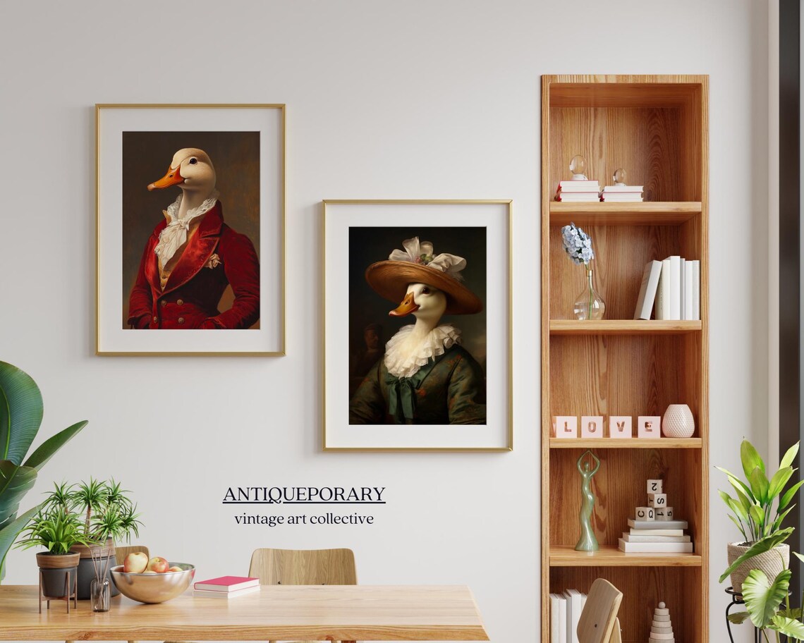 Duck Red Velvet Coat Lace Cravat Gentleman Victorian Portrait Poster - Image 4