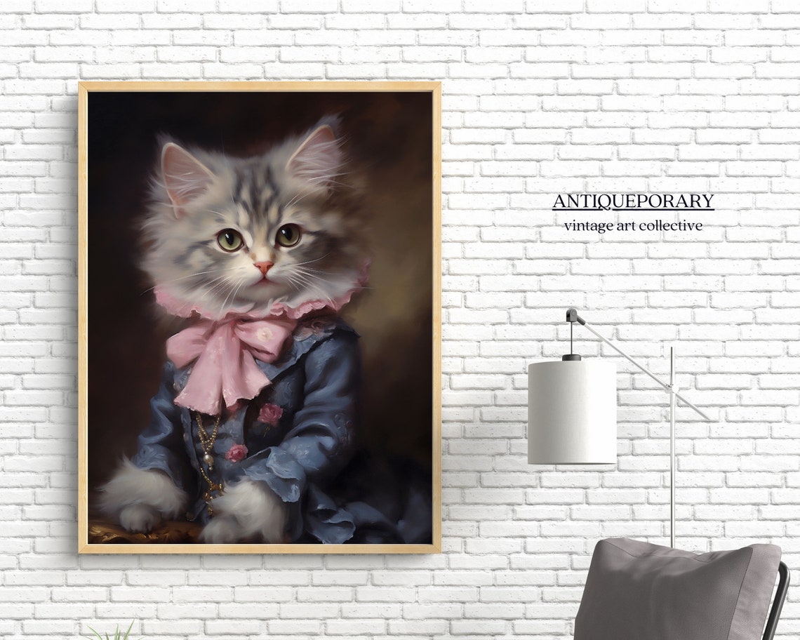 Baby Cat Vintage Portrait Victorian Animal Portrait Dressed Animal Print Royal Pet Print Renaissance Animal Art Animal Lover Gift - Image 5