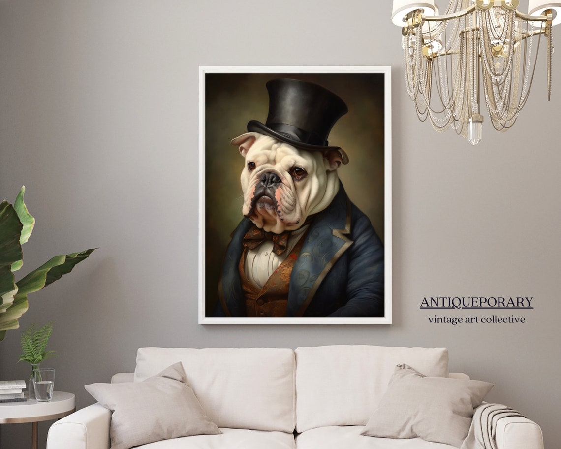 Victorian Animal Portrait Dressed Animal Prints Royal Bulldog Poster Pet Portrait Altered Art Renaissance Dog Portrait Animal Lover Gift - Image 5