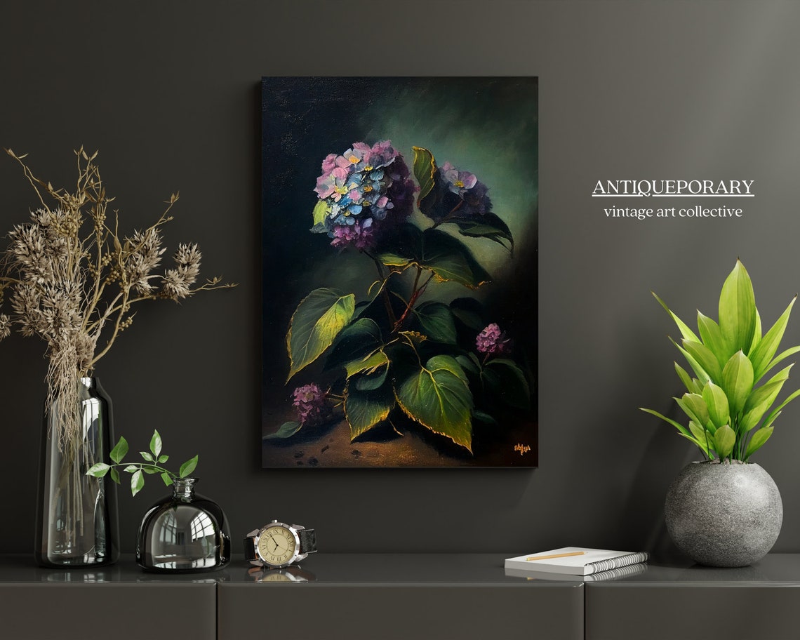 Moody Floral Art Antique Still Life French Country Decor Vintage Flower Print Antique Flower Print Flower Painting Antique Art Print - Image 3