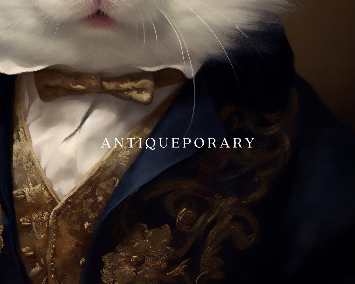 Dapper White Hamster in Top Hat Victorian Royal Pet Portrait Poster - Image 2