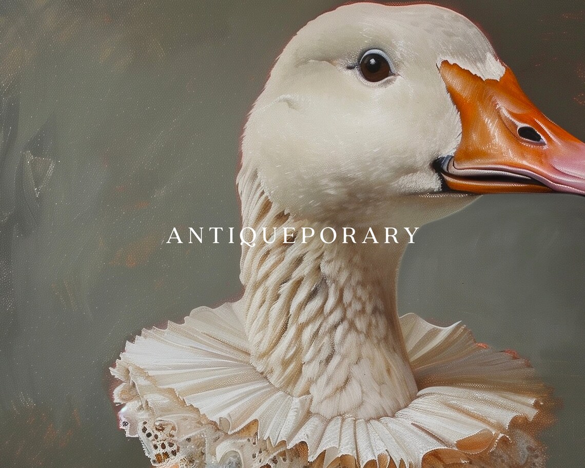 Royal White Goose Floral Brocade Coat Victorian Portrait Poster - Image 3