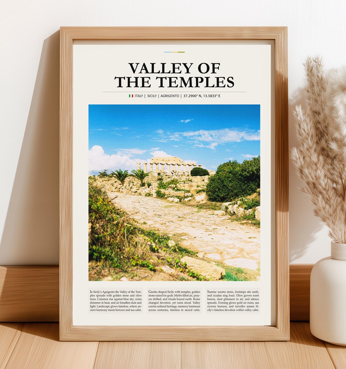 Valley Of The Temples Agrigento Sicily Ancient Greek Ruins Travel Poster