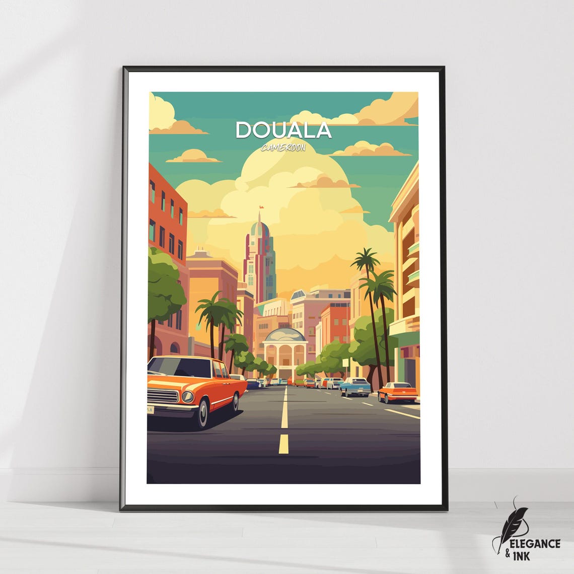 Douala Cameroon Classic Cars City Avenue Travel Poster Edition