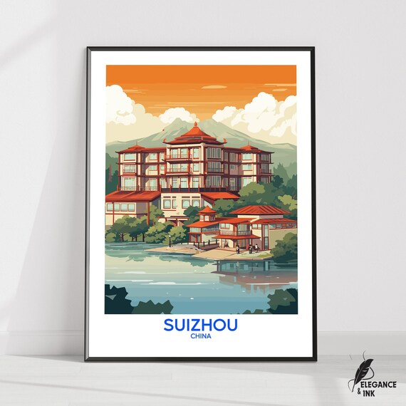 Suizhou Wall Hanging Postersuizhou Flat Vector Illustration Canvashubei Handmade Wooden Frame And Unframed Colorful Vintage Gift