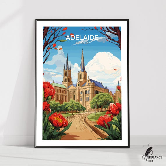 Adelaide Travel Print Wall Artadelaide Minimalist Painting Home Decoradelaide City Photoadelaide Modern Poster Artwork