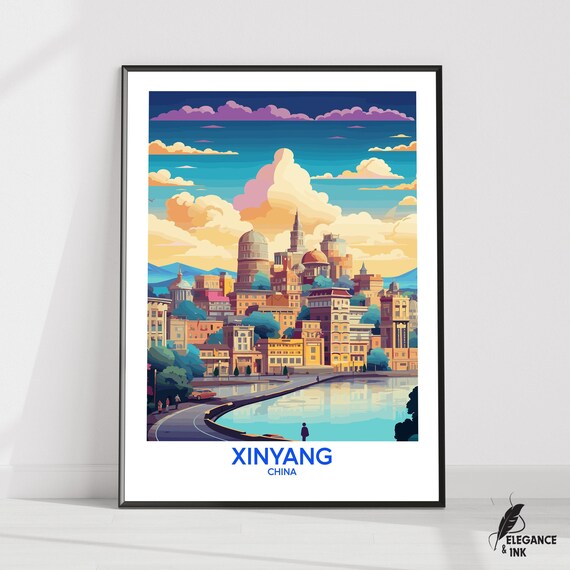 Xinyang Wall Hanging Posterxinyang Flat Vector Illustration Canvashenan Handmade Wooden Frame And Unframed Colorful Vintage Gift