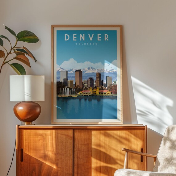 Denver Colorado Skyline Wall Art Print, Rocky Mountains