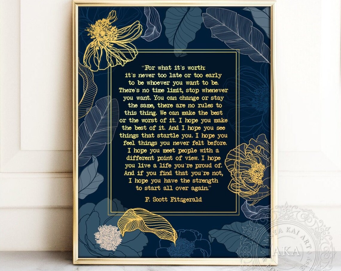 F. Scott Fitzgerald Quote, Great Gatsby Art Print