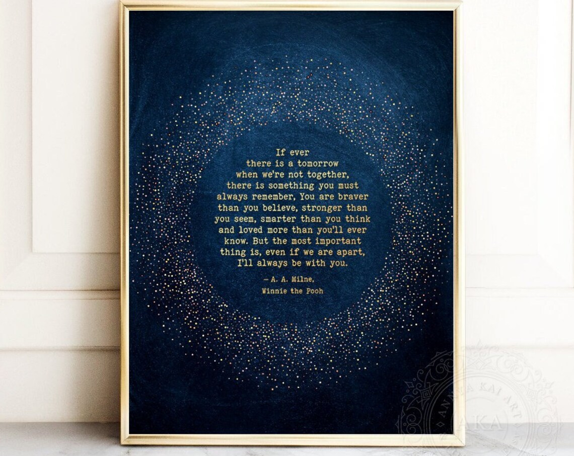 Winnie The Pooh Quote, Gold Foil Wall Art Print