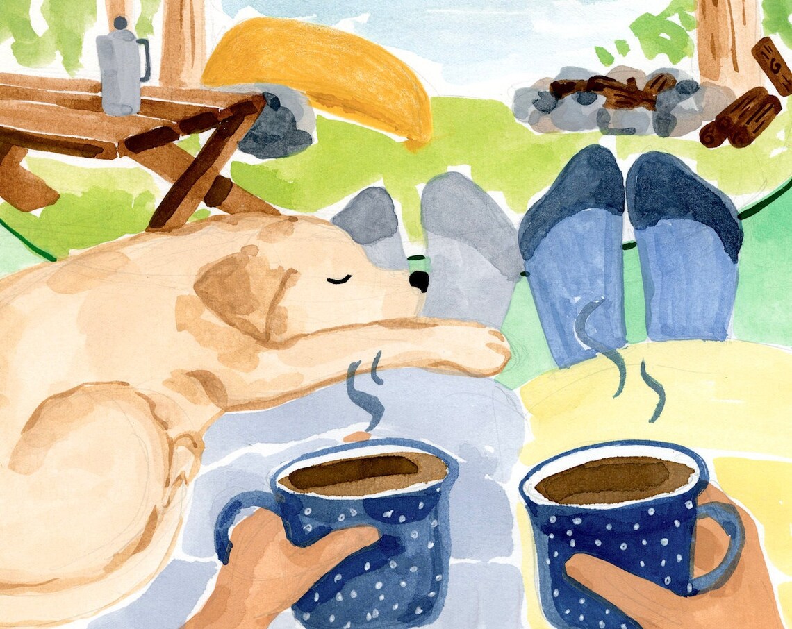 Camping Dog Art Print, Rustic Home Decor - Image 2