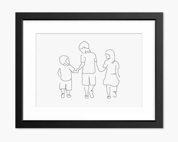 Brother And Sister Print Line Art Line Drawing Family Print Family Illustration Brother And Sister Wall Art Sibling Print