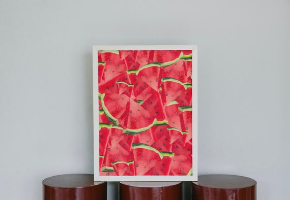 Watermelon Art Print, Summer Fruit Kitchen Decor
