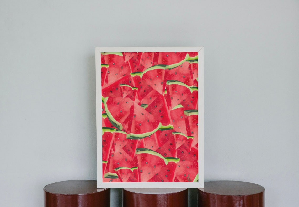 Watermelon Art Print, Summer Fruit Kitchen Decor
