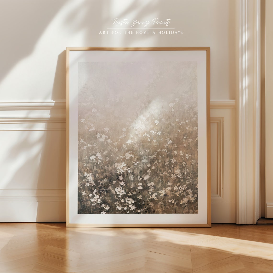Neutral Beige Wildflower Mist Soft Floral Vintage Oil Painting Poster - Image 3
