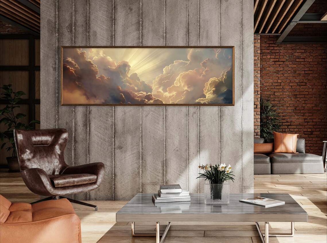 Cloud Painting Art Print, Narrow Modern Sky Decor - Image 5